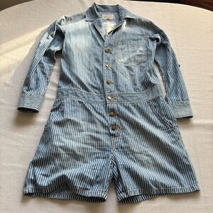 Current/Elliott Mechanic Shortall Stripe Romper Blue XS | Utility